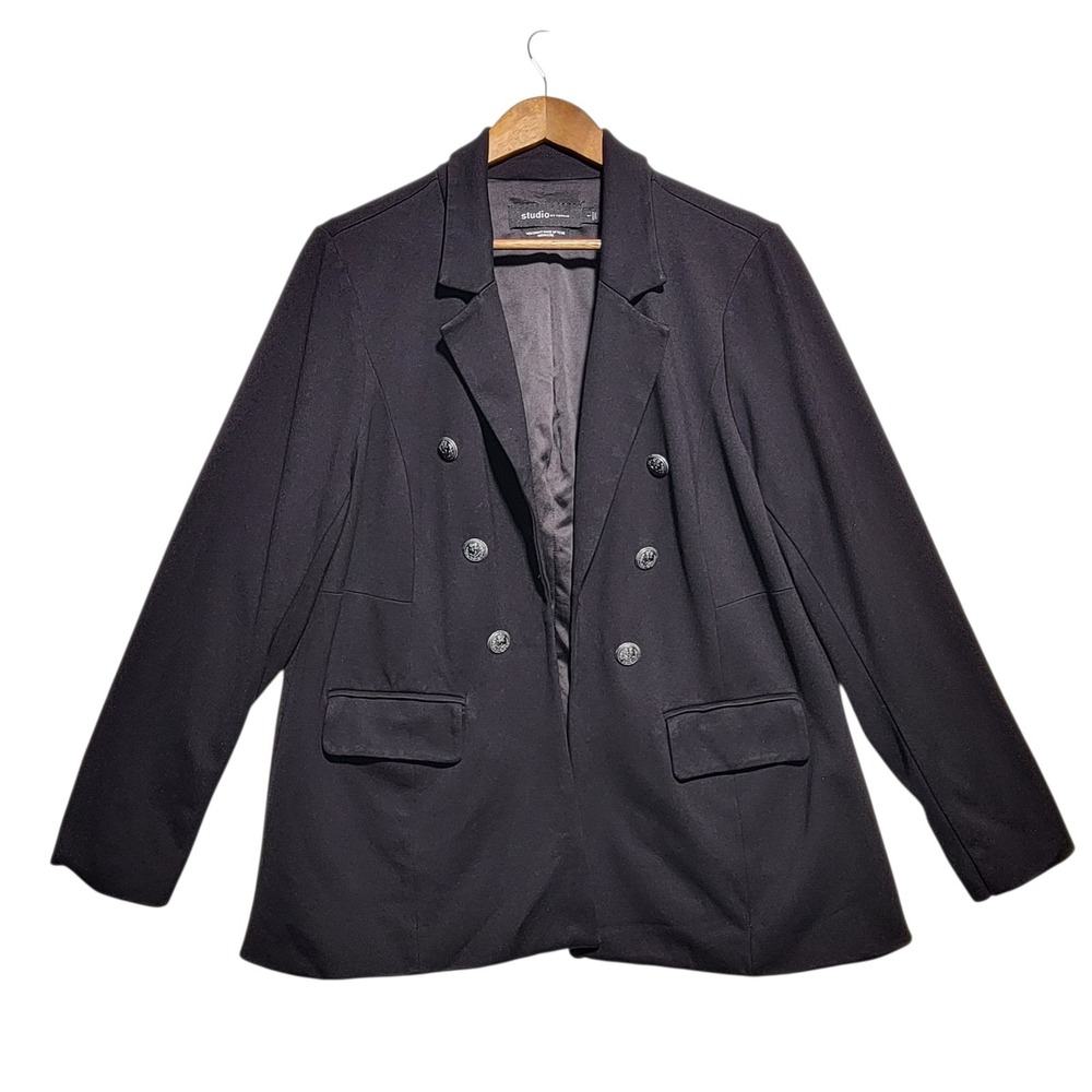 Torrid‎ Plus Size 1 Black Ponte Double Breasted Relaxed Blazer - Picture 2 of 6